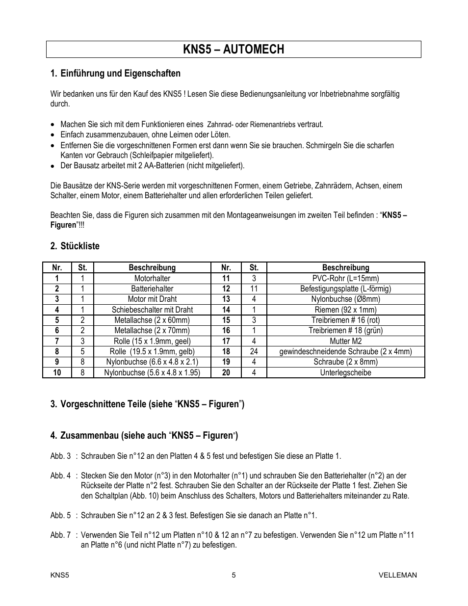 Kns5 – automech | Velleman KNS5 User Manual | Page 5 / 7