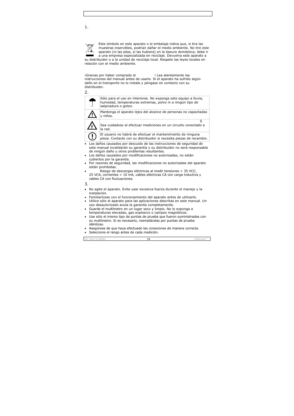 Manual del usuario | Velleman DCM267N User Manual | Page 18 / 28
