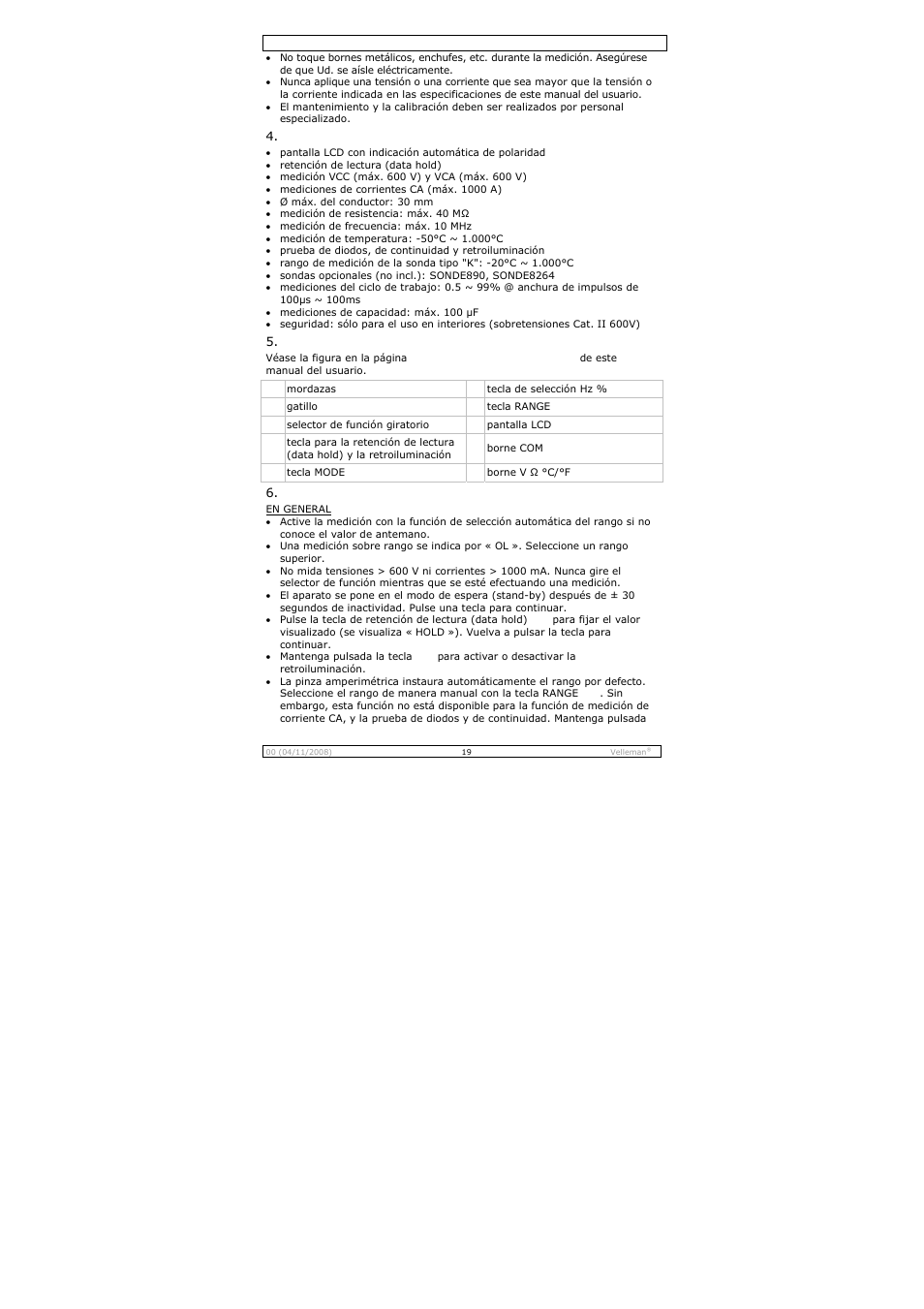 Velleman DCM267N User Manual | Page 19 / 28