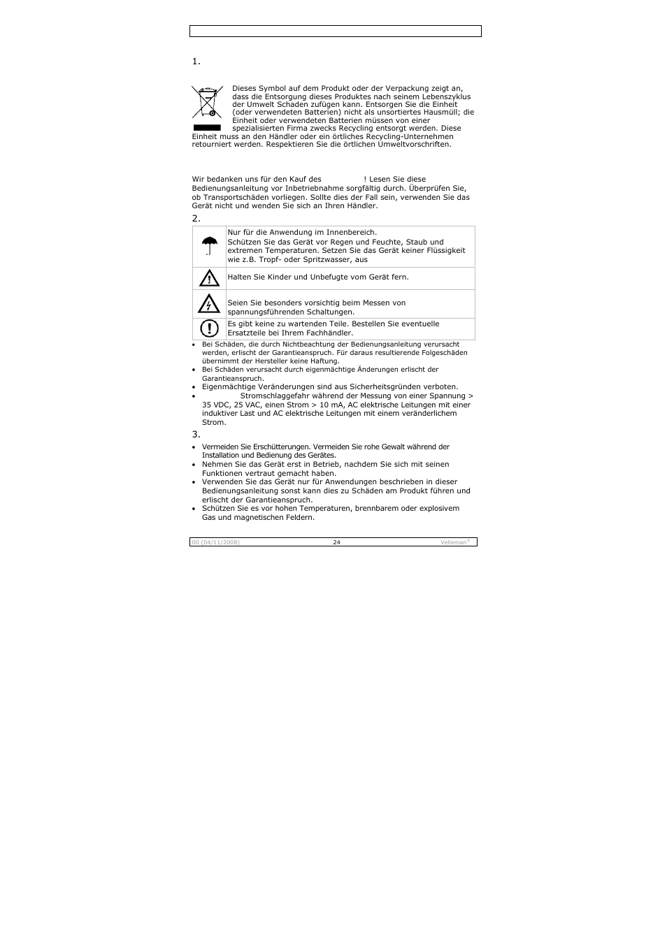 Bedienungsanleitung | Velleman DCM267N User Manual | Page 24 / 28