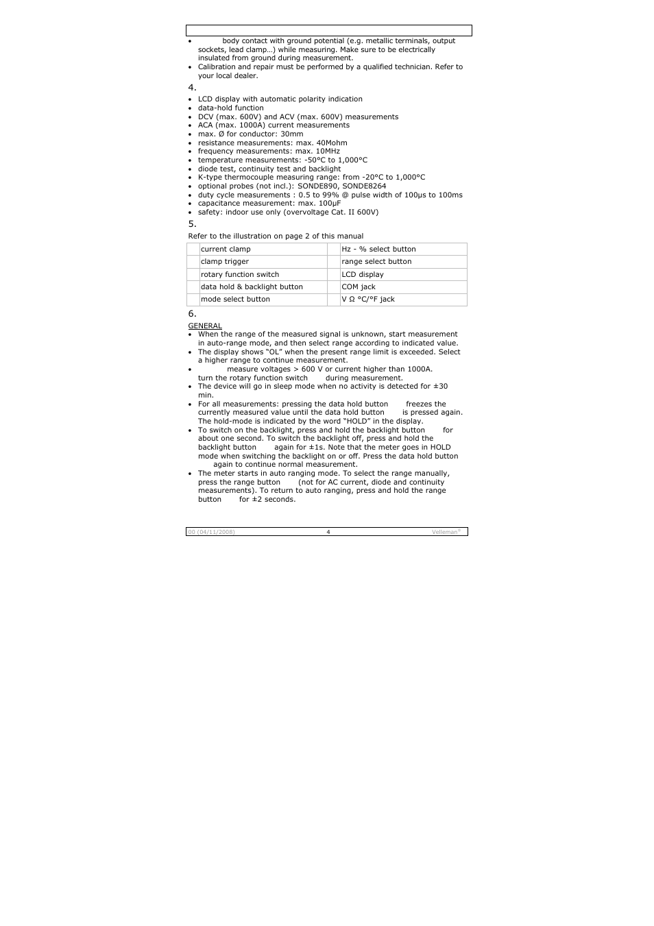 Velleman DCM267N User Manual | Page 4 / 28