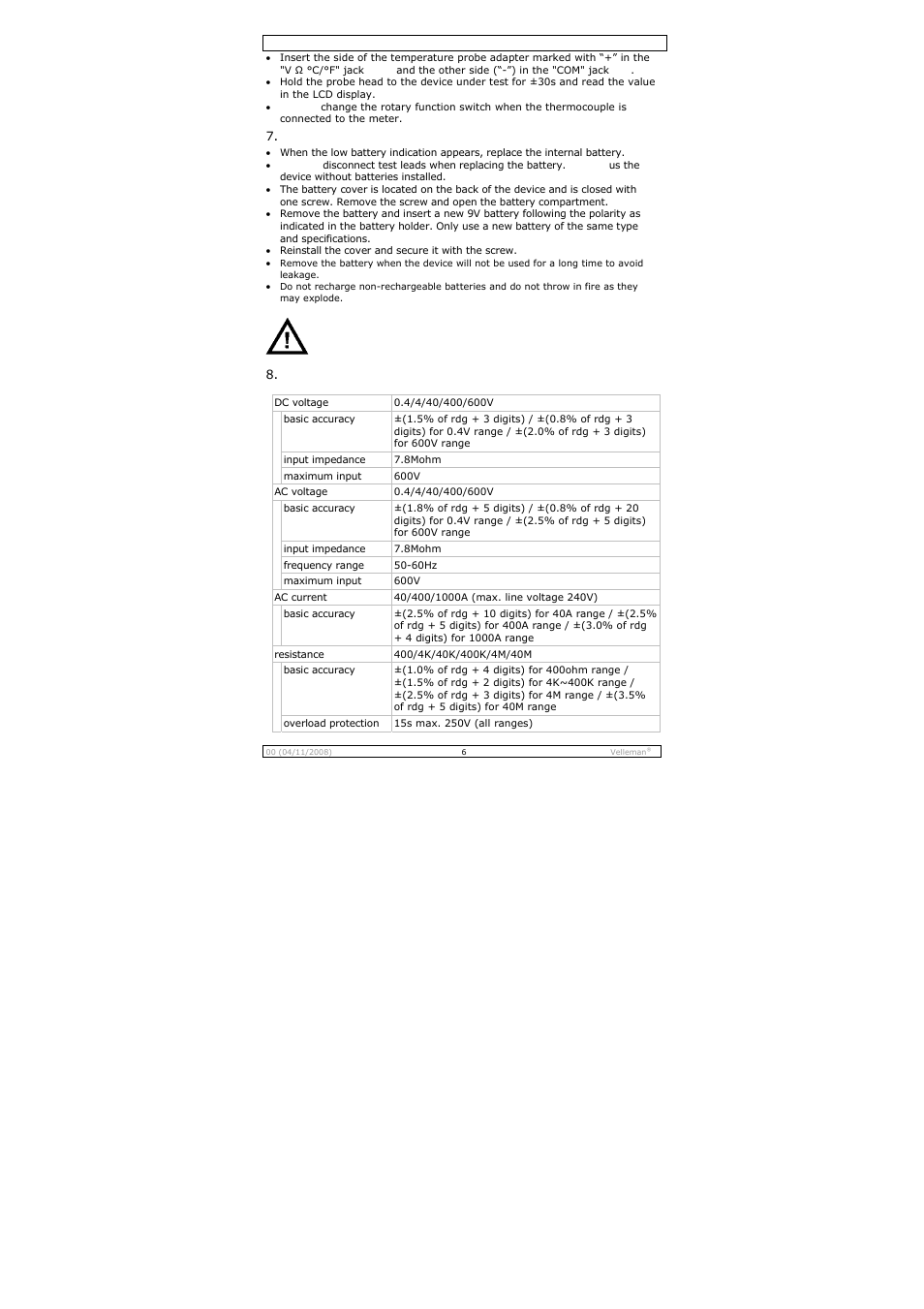 Velleman DCM267N User Manual | Page 6 / 28