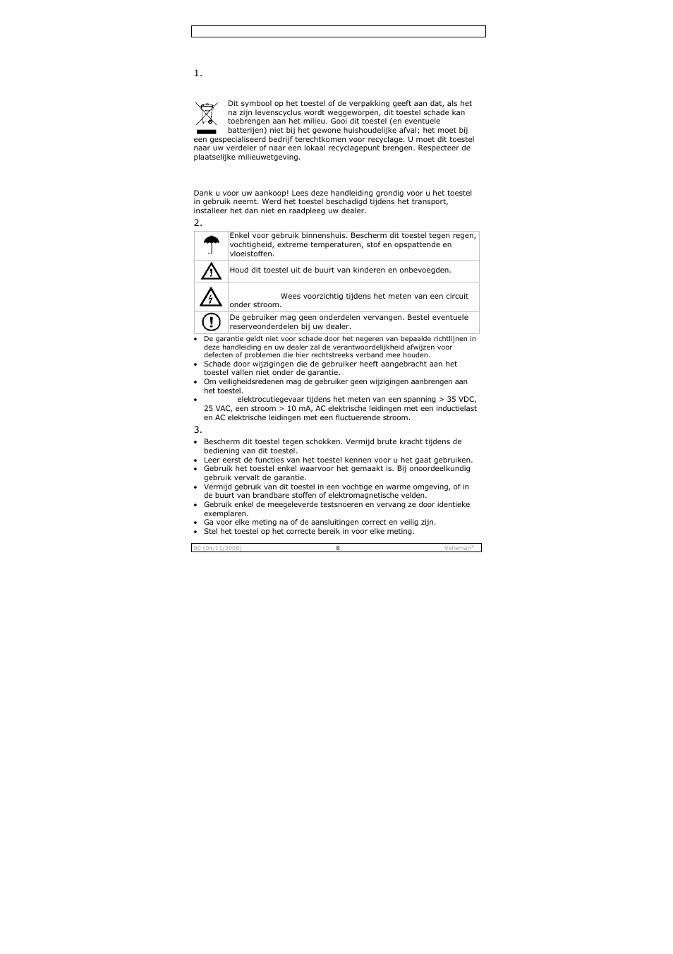 Gebruikershandleiding | Velleman DCM267N User Manual | Page 8 / 28