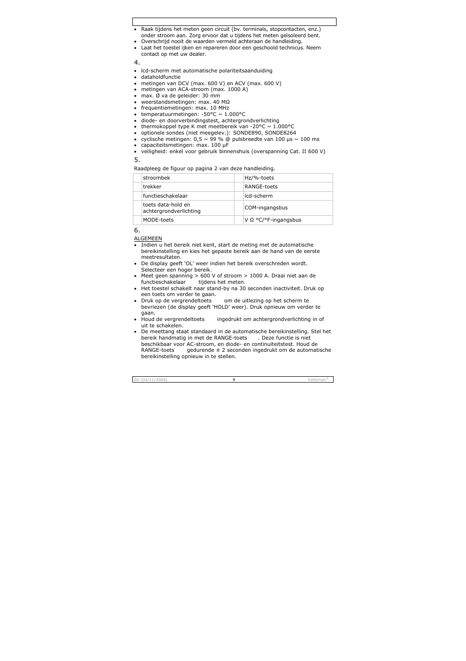 Velleman DCM267N User Manual | Page 9 / 28