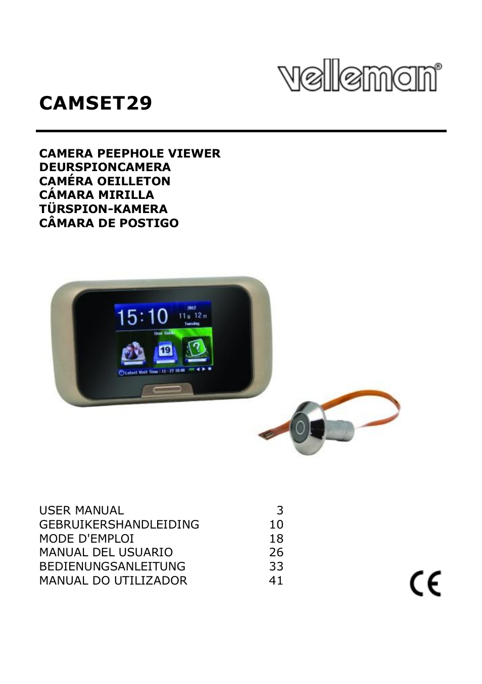 Velleman CAMSET29 User Manual | 54 pages