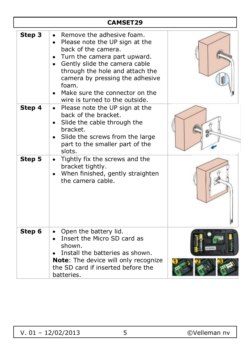 Velleman CAMSET29 User Manual | Page 5 / 54