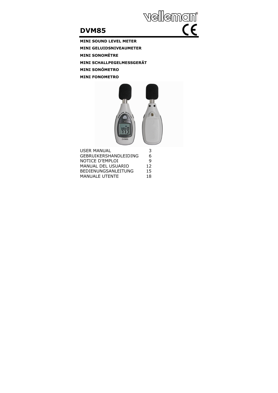 Velleman DVM85 User Manual | 24 pages