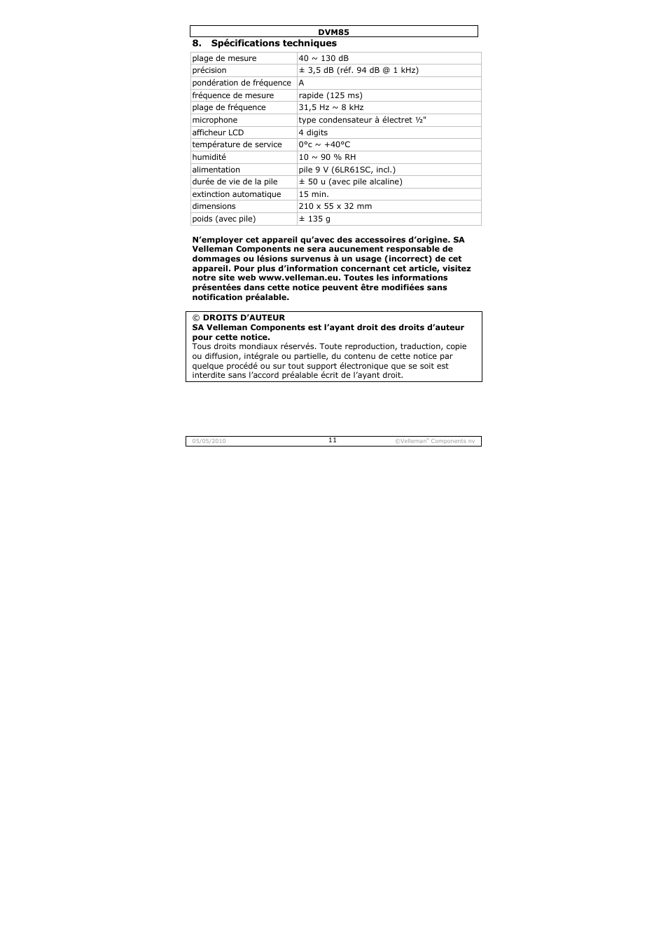 Velleman DVM85 User Manual | Page 11 / 24