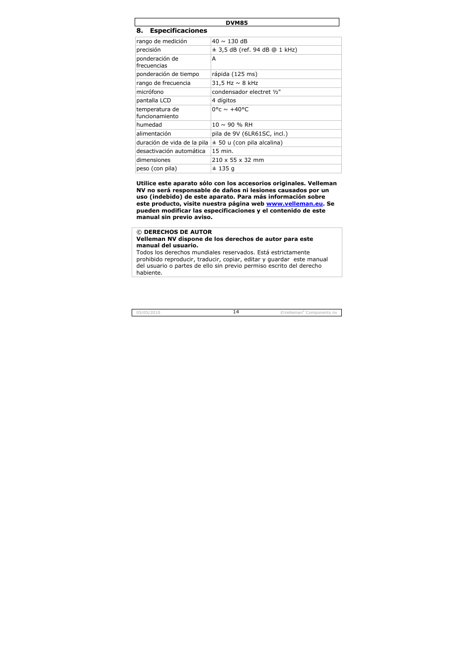 Velleman DVM85 User Manual | Page 14 / 24