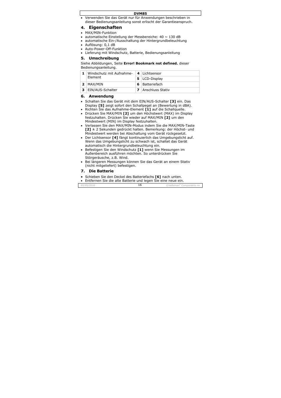 Velleman DVM85 User Manual | Page 16 / 24