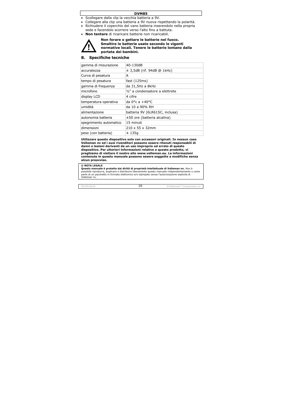 Velleman DVM85 User Manual | Page 20 / 24