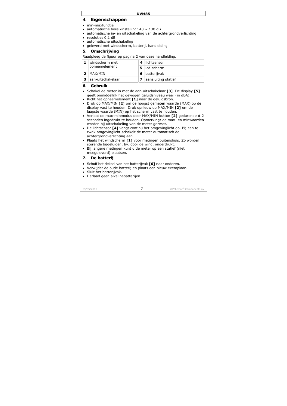 Velleman DVM85 User Manual | Page 7 / 24