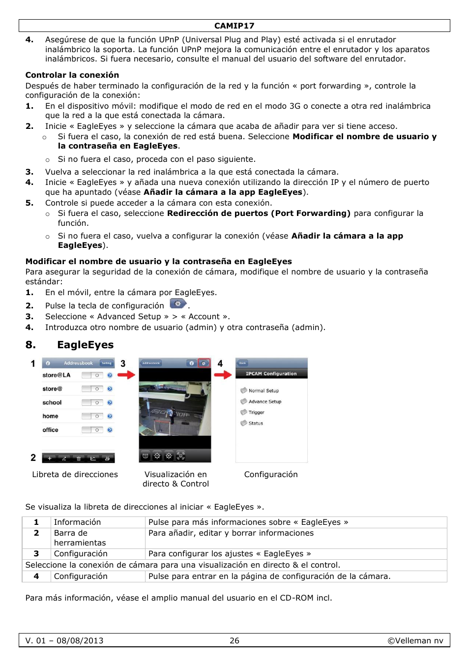 Controlar la conexión, Eagleeyes | Velleman CAMIP17 User manual User Manual | Page 26 / 37