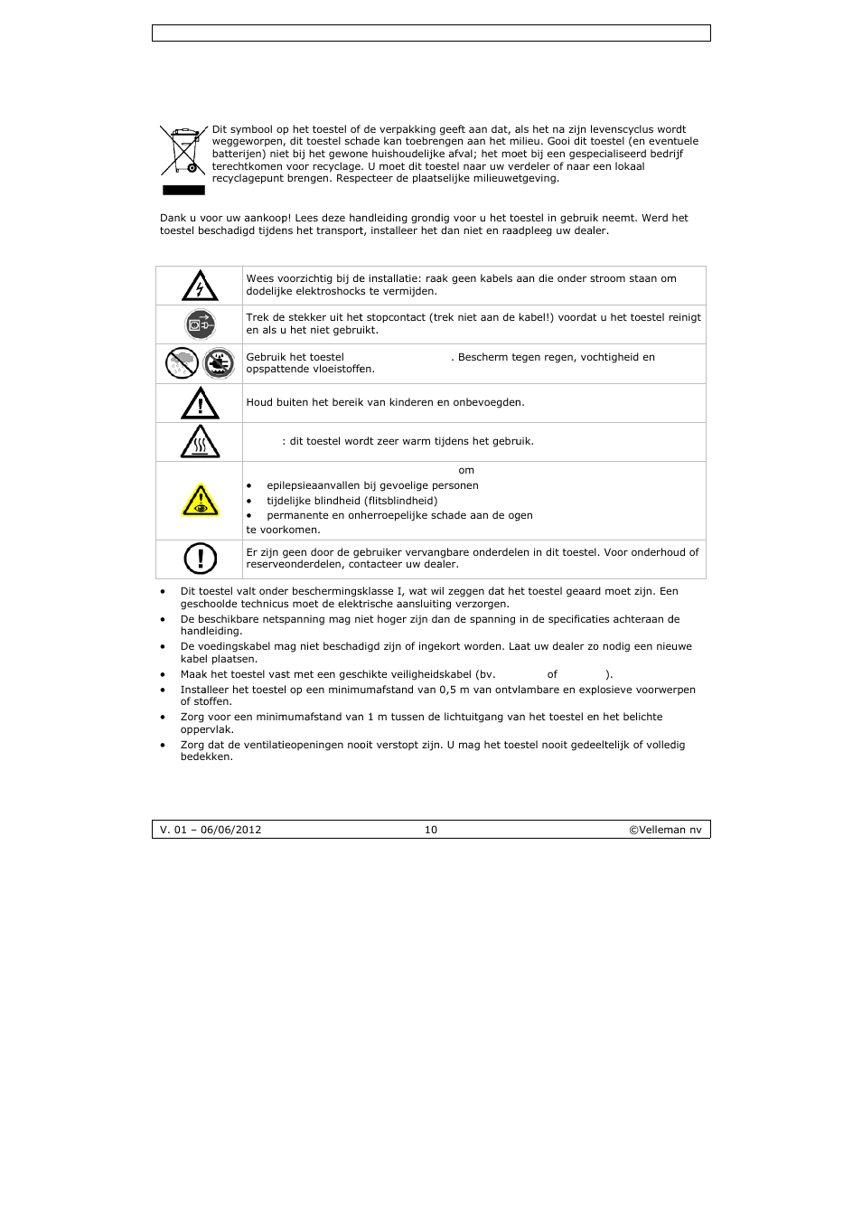 Gebruikershandleiding, Gebru, Uikersha | Andleid, Ding | Velleman LX101 User Manual | Page 10 / 39
