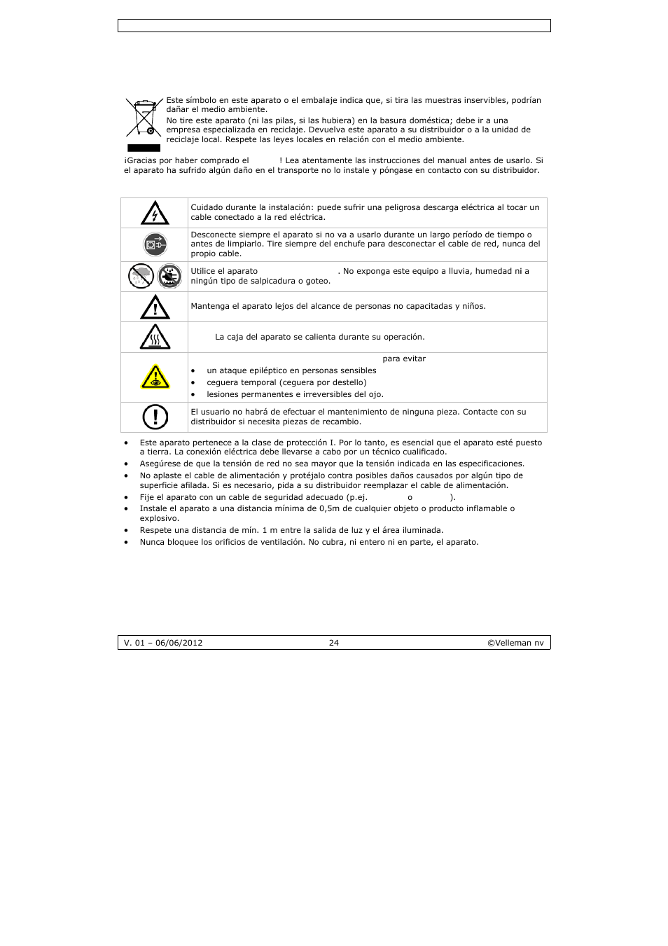 Manual del usuario, Nual del, L usuar | Velleman LX101 User Manual | Page 24 / 39