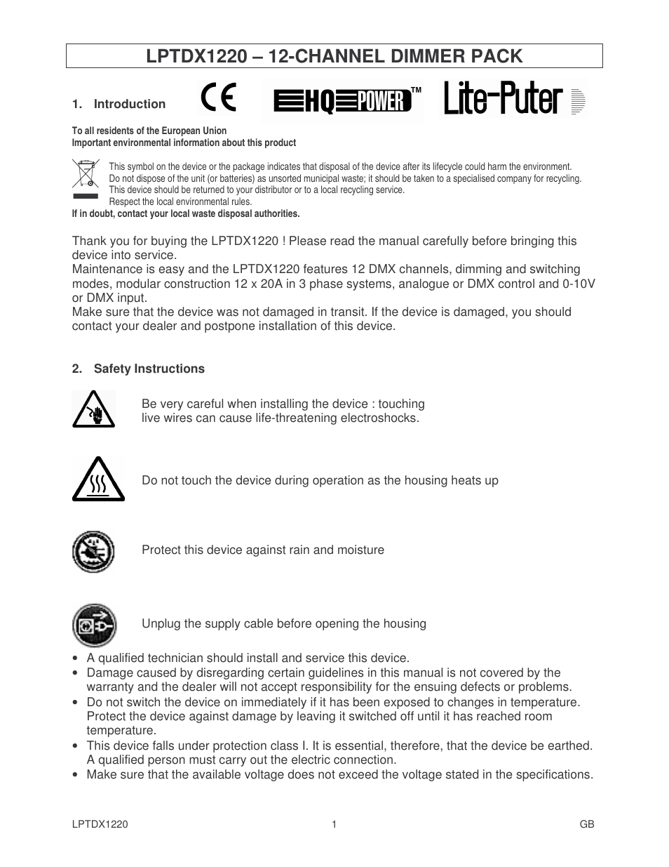 Velleman LPTDX1220 User Manual | 14 pages