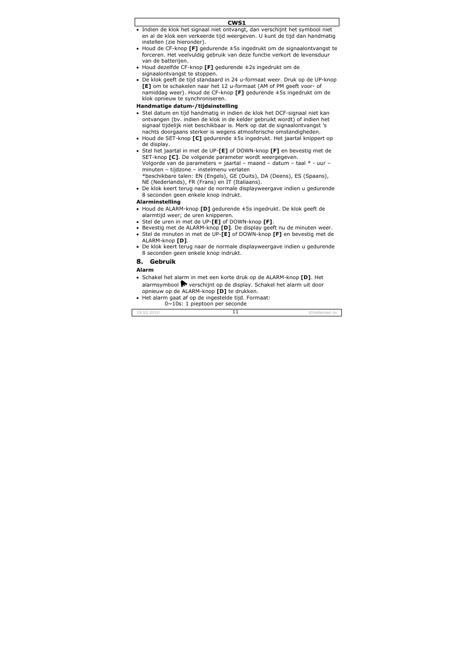 Velleman CWS1 User Manual | Page 11 / 41