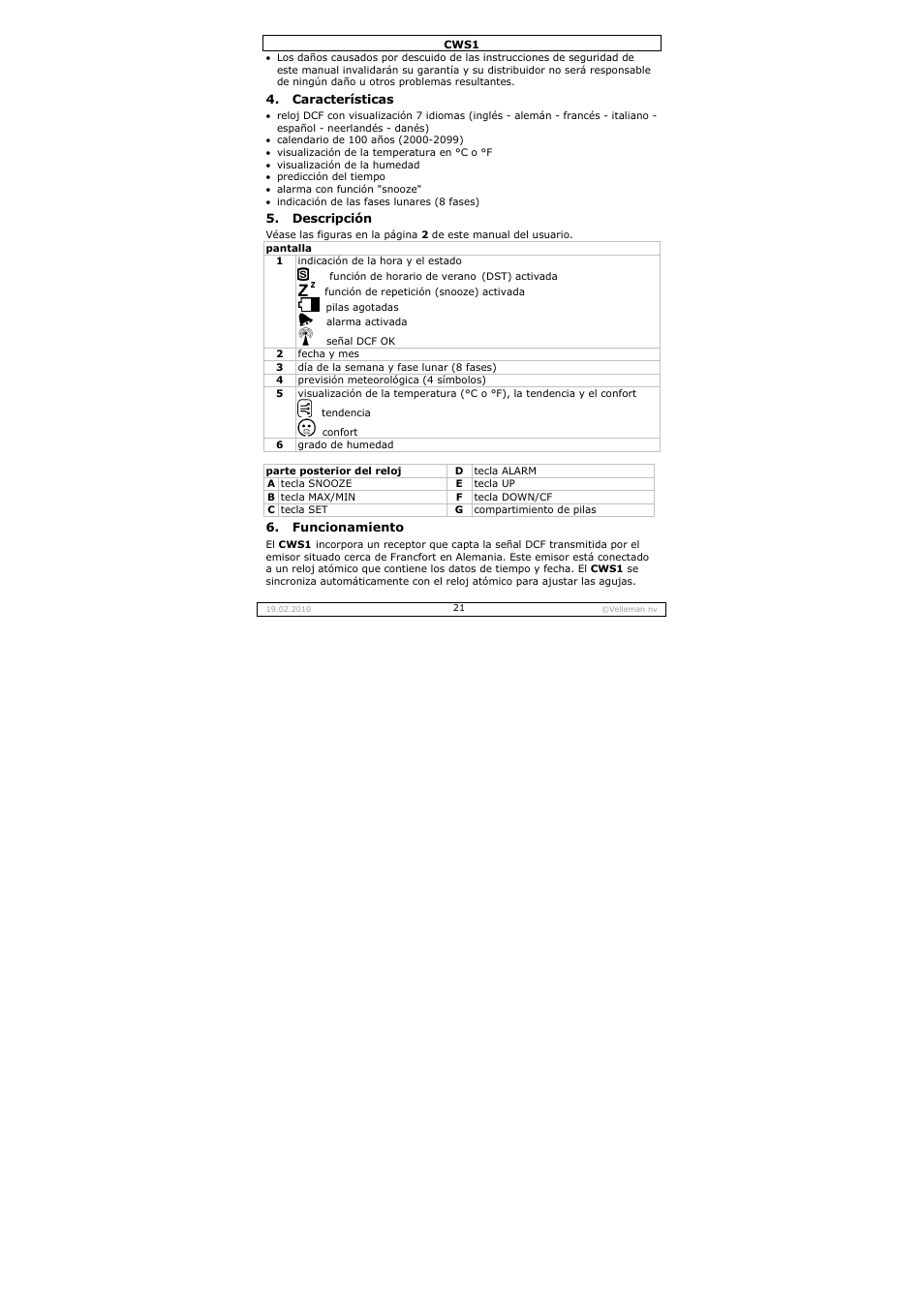 Velleman CWS1 User Manual | Page 21 / 41