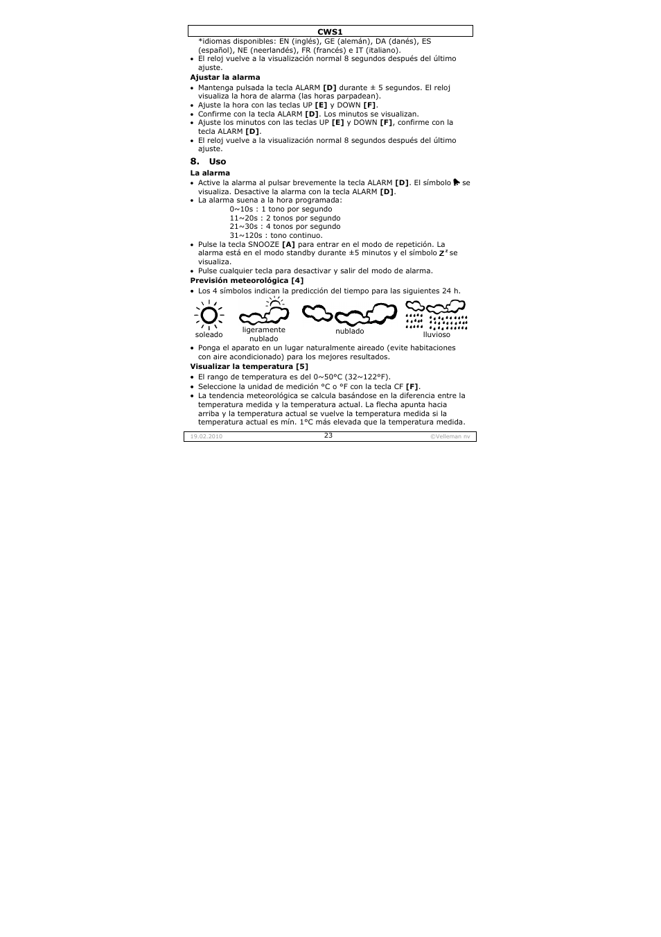 Velleman CWS1 User Manual | Page 23 / 41