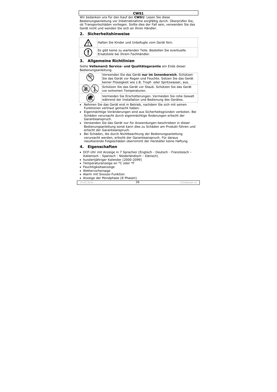 Velleman CWS1 User Manual | Page 26 / 41