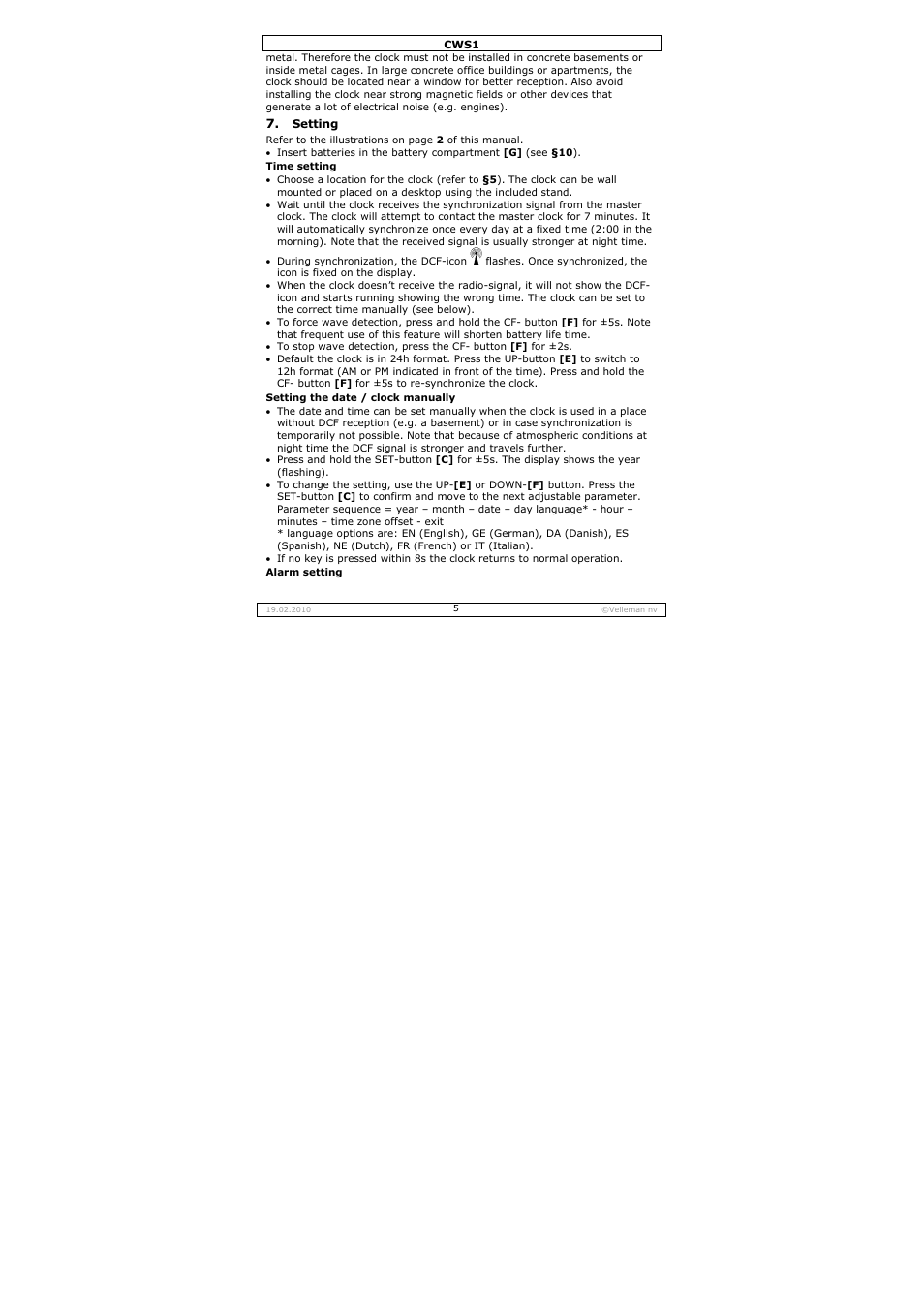 Velleman CWS1 User Manual | Page 5 / 41