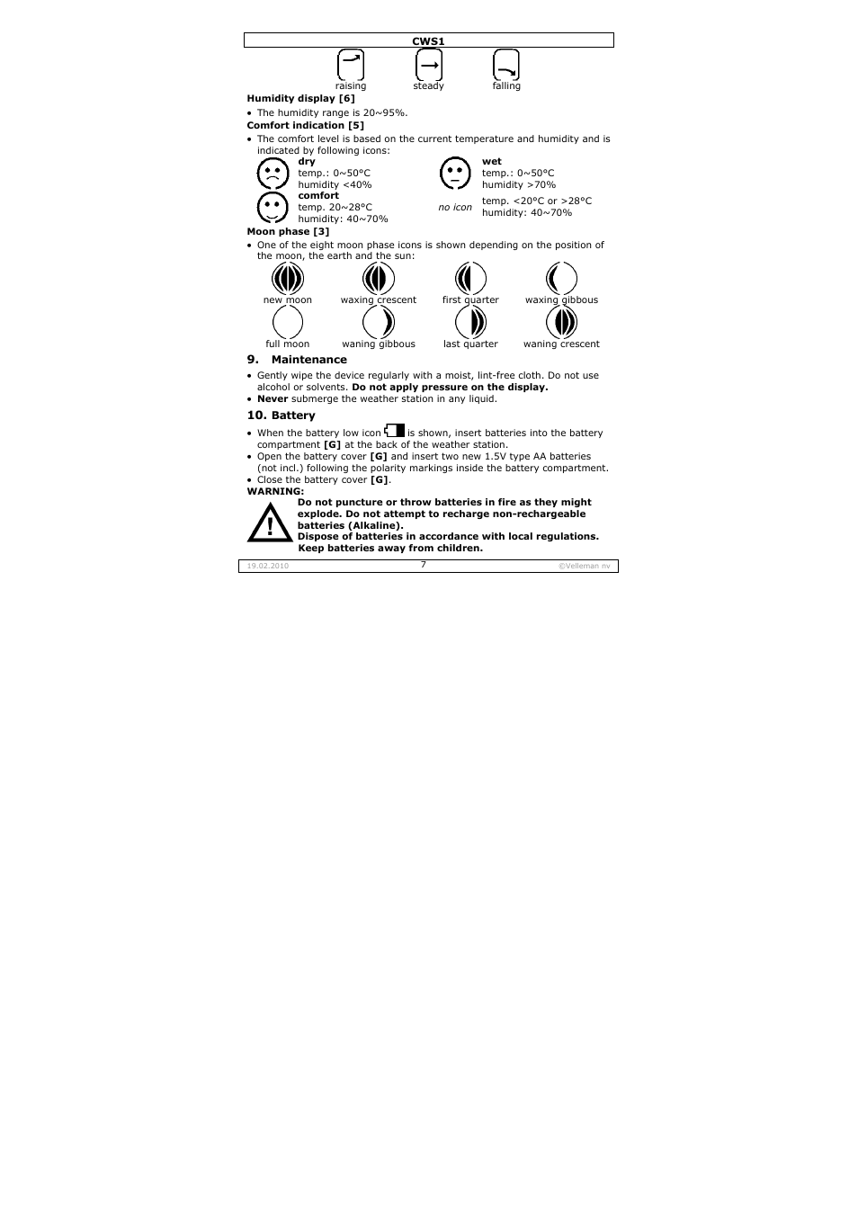 Velleman CWS1 User Manual | Page 7 / 41