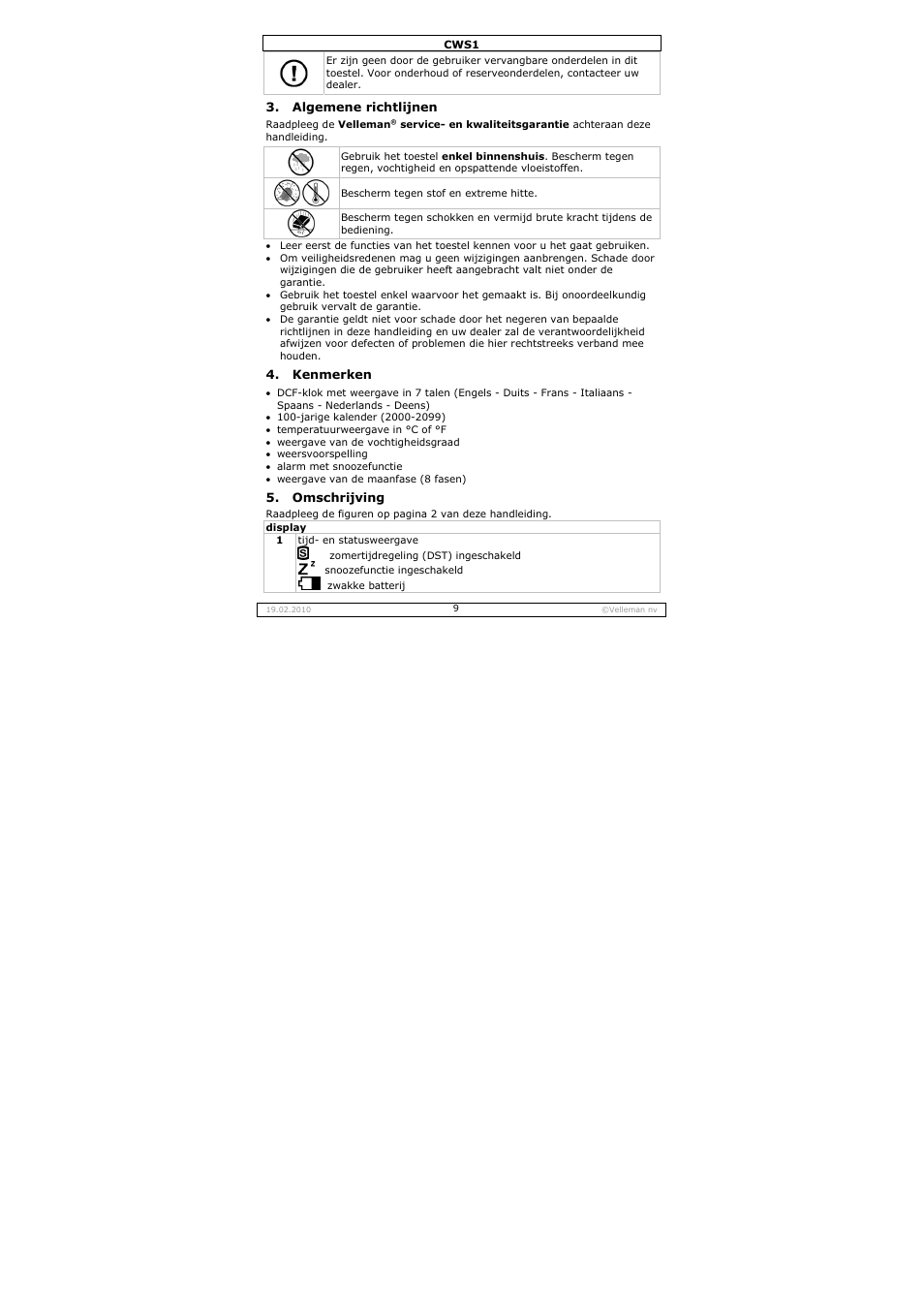 Velleman CWS1 User Manual | Page 9 / 41