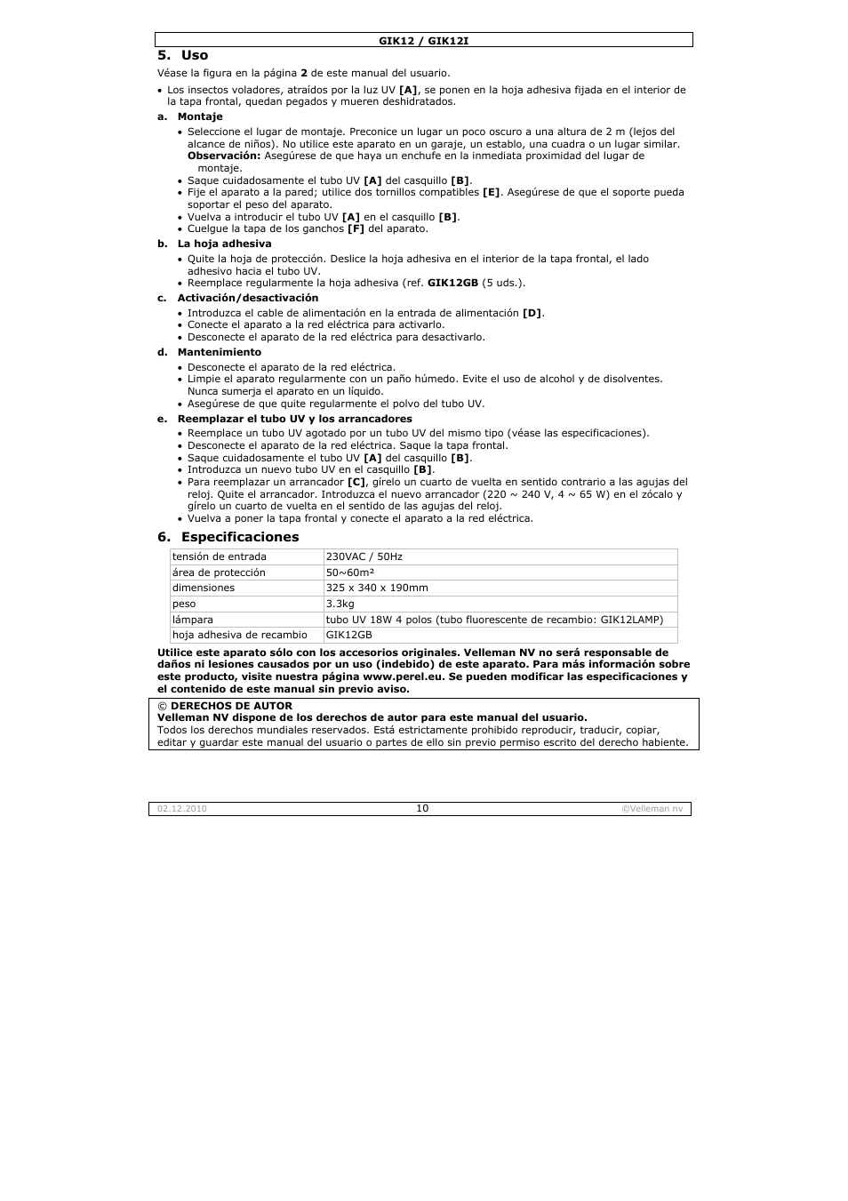 Velleman GIK12 User Manual | Page 10 / 16