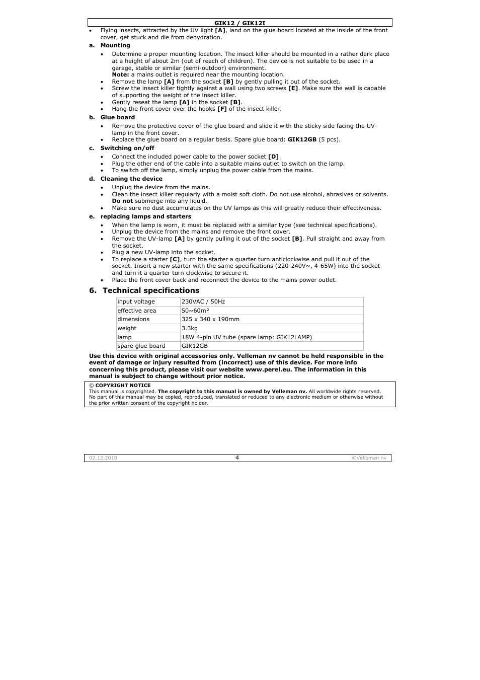 Velleman GIK12 User Manual | Page 4 / 16