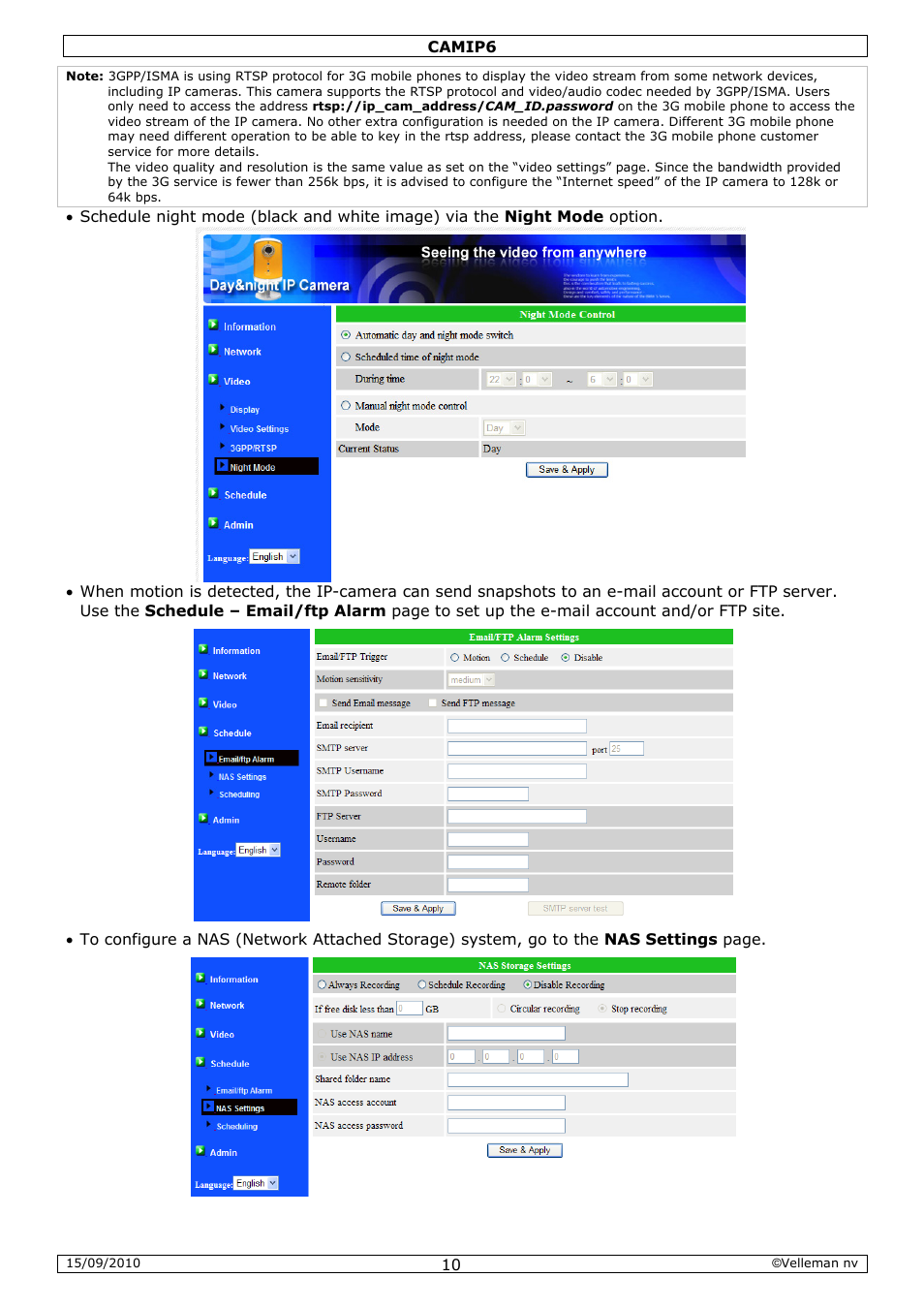 Velleman CAMIP6 User Manual | Page 10 / 115