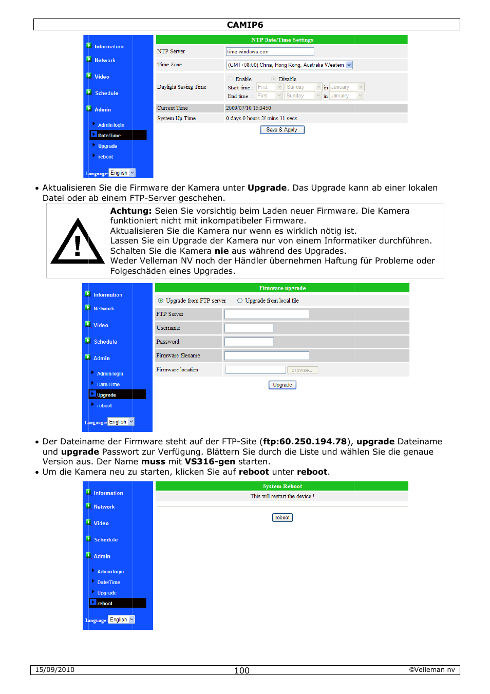 Velleman CAMIP6 User Manual | Page 100 / 115