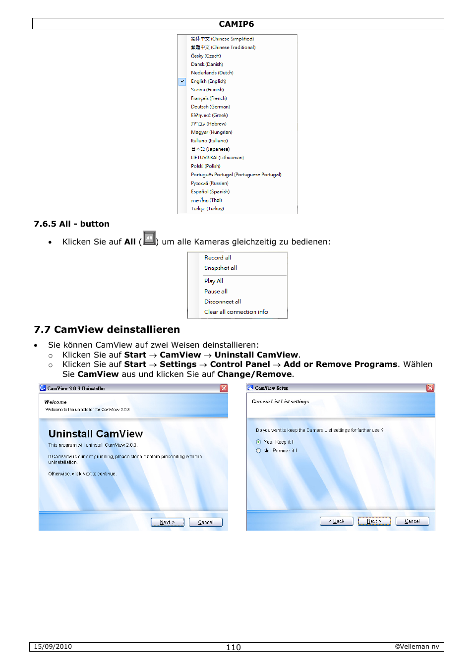 Velleman CAMIP6 User Manual | Page 110 / 115