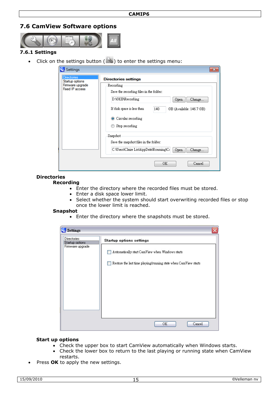 Velleman CAMIP6 User Manual | Page 15 / 115