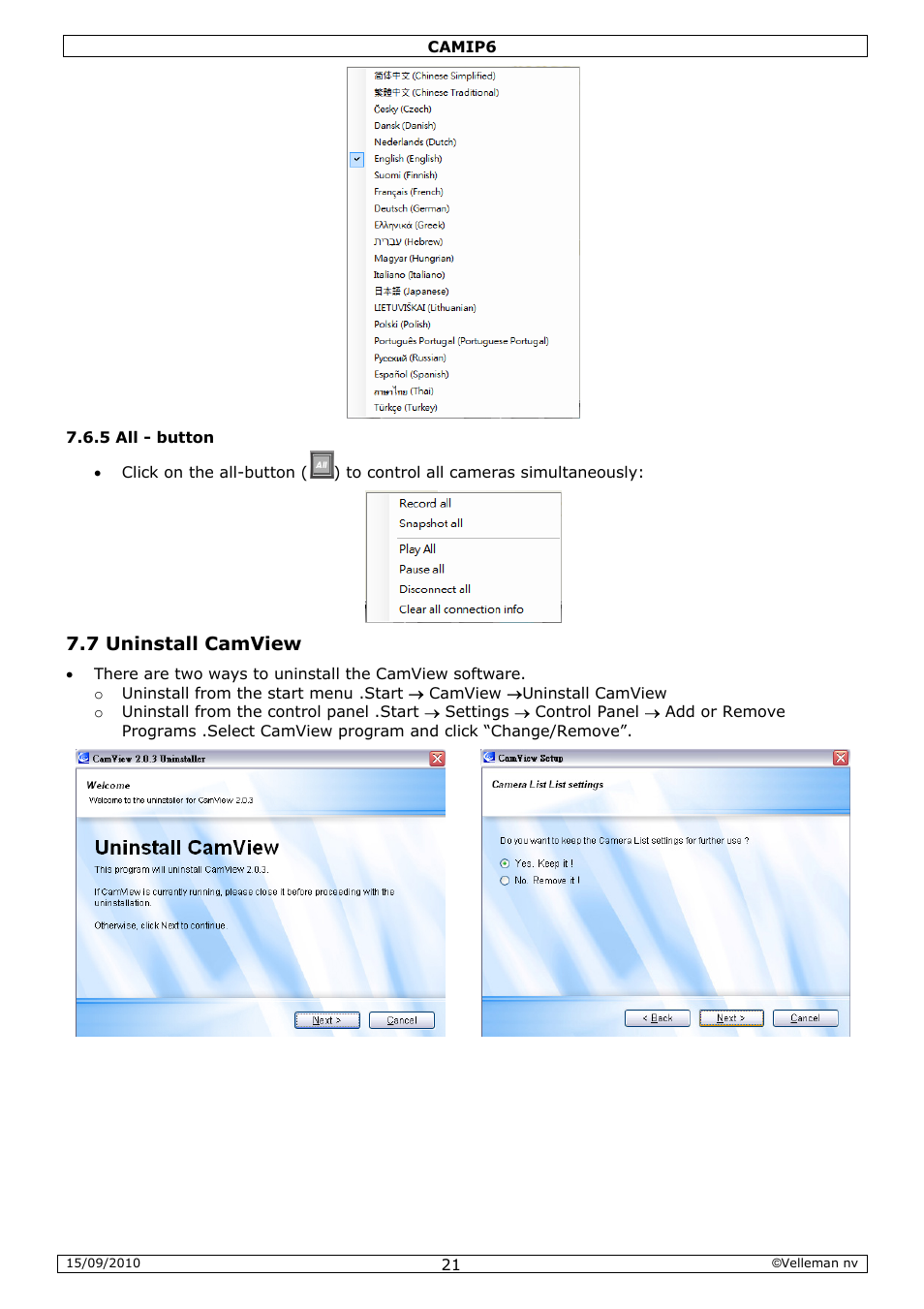 Velleman CAMIP6 User Manual | Page 21 / 115