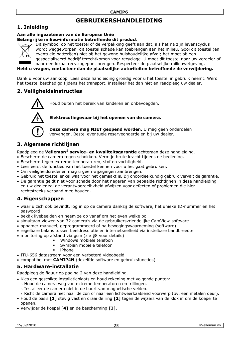 Bruike, Ershan, Ndleidi | Velleman CAMIP6 User Manual | Page 25 / 115