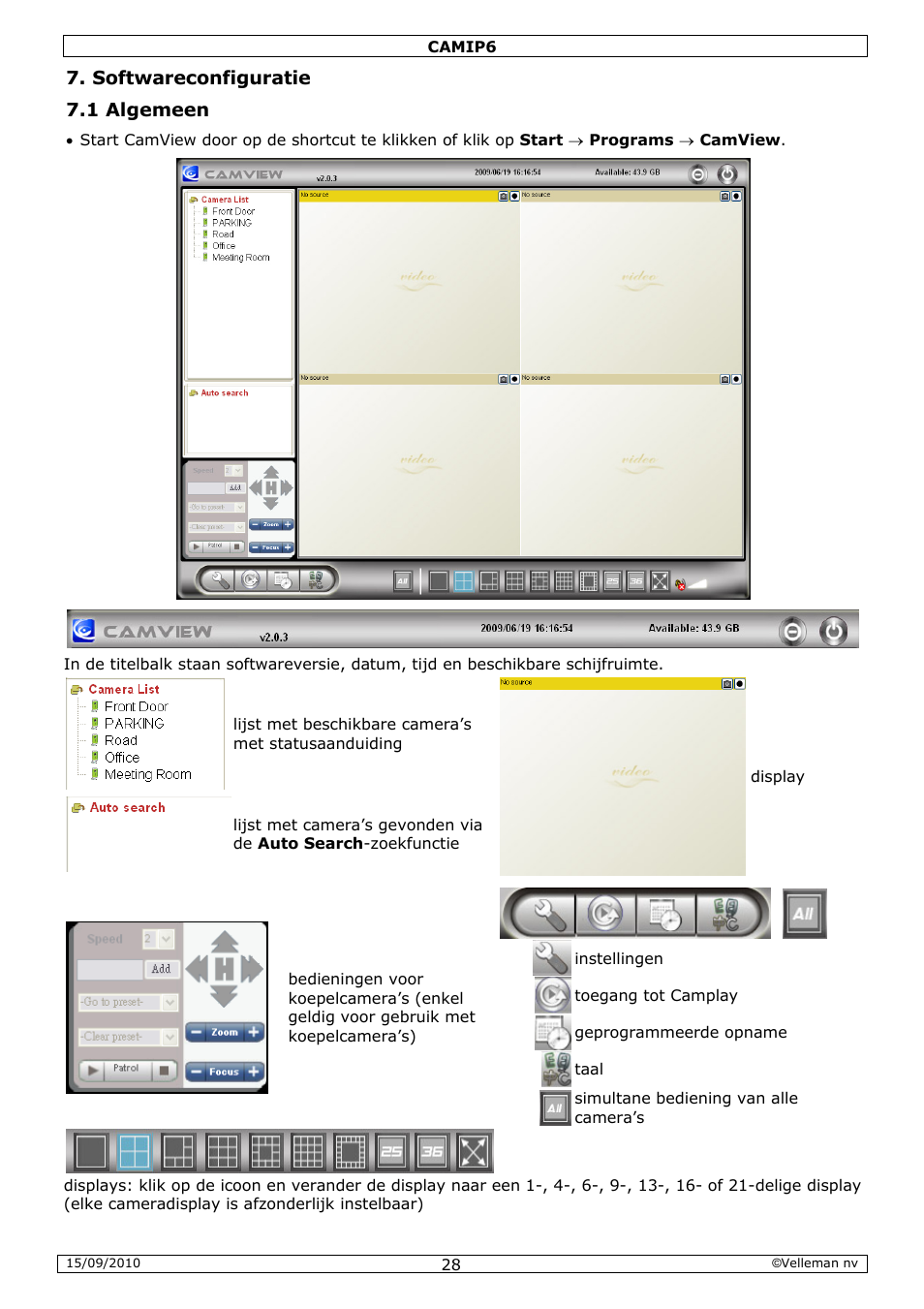 Softwareconfiguratie 7.1 algemeen | Velleman CAMIP6 User Manual | Page 28 / 115