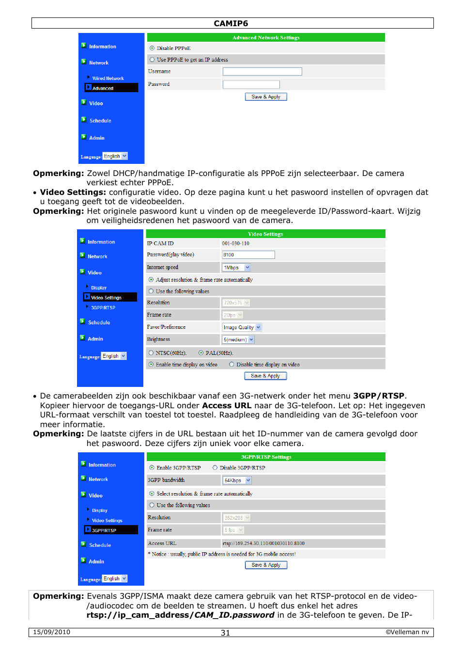 Velleman CAMIP6 User Manual | Page 31 / 115