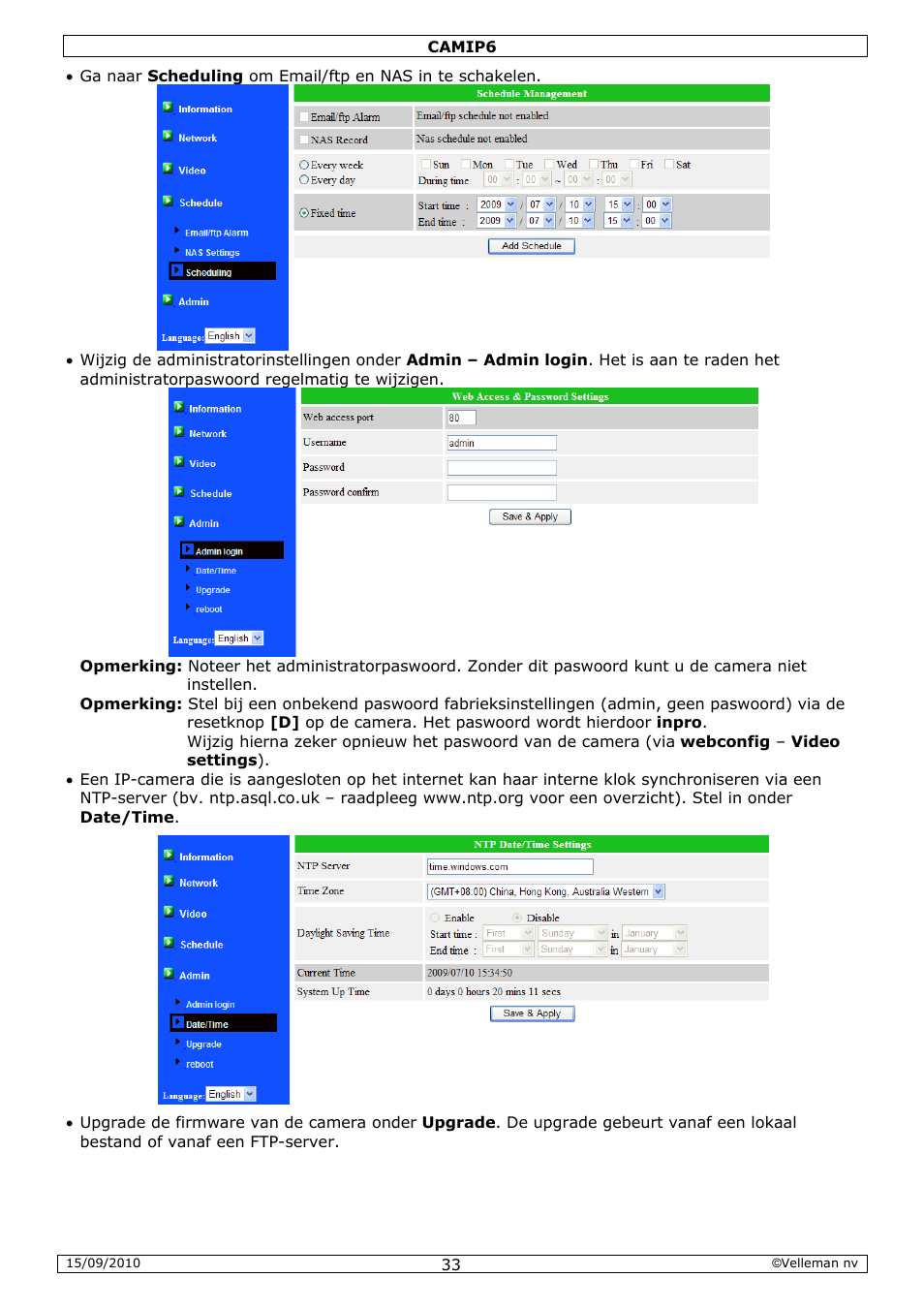 Velleman CAMIP6 User Manual | Page 33 / 115