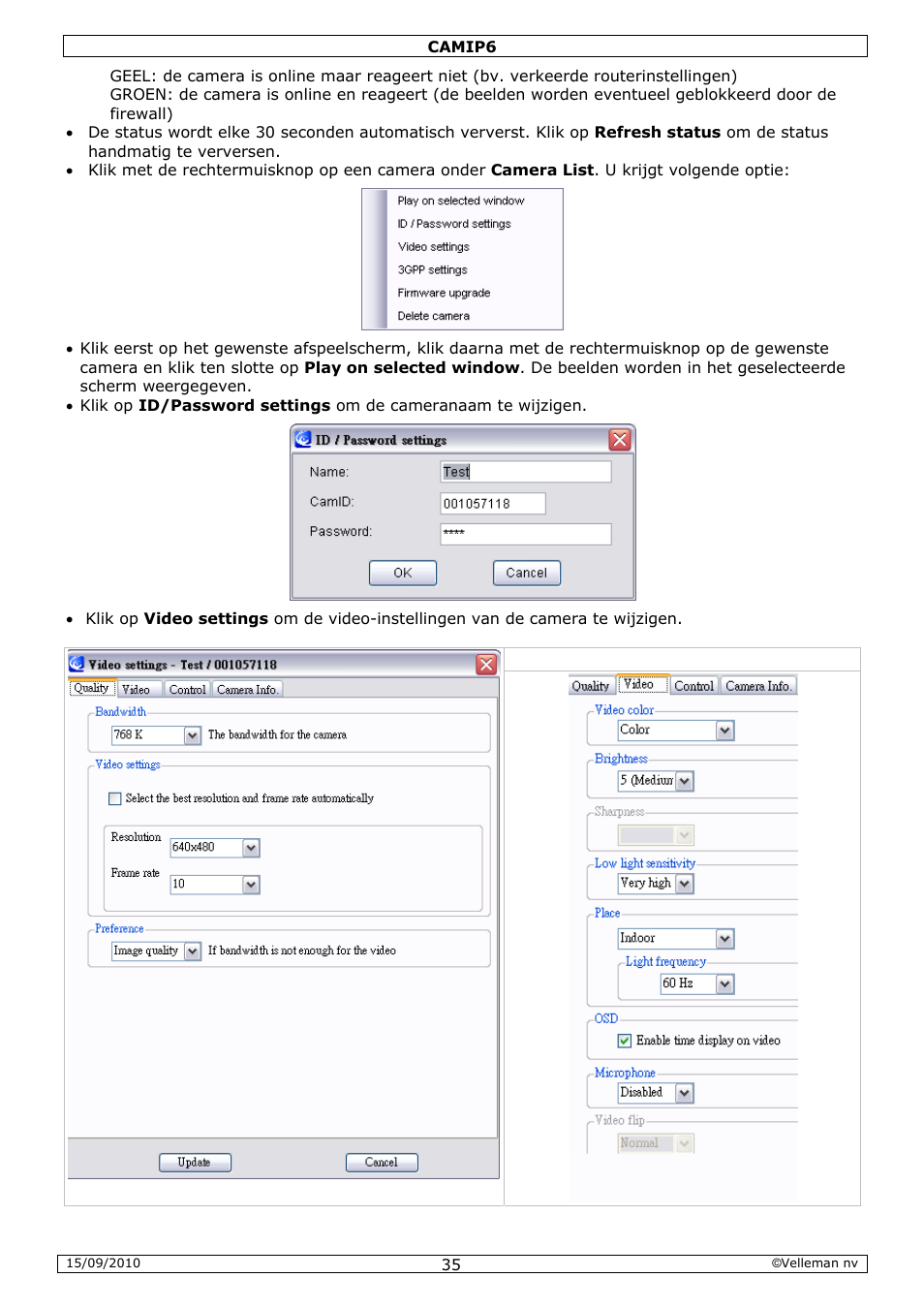 Velleman CAMIP6 User Manual | Page 35 / 115