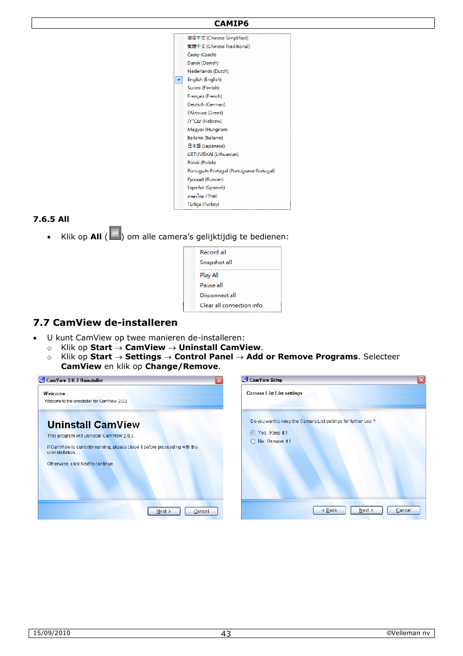 Velleman CAMIP6 User Manual | Page 43 / 115