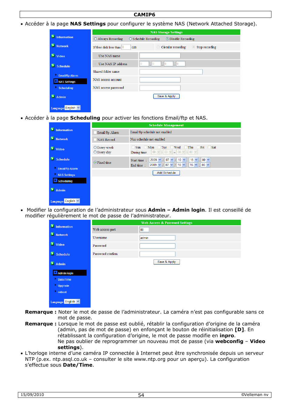 Velleman CAMIP6 User Manual | Page 54 / 115