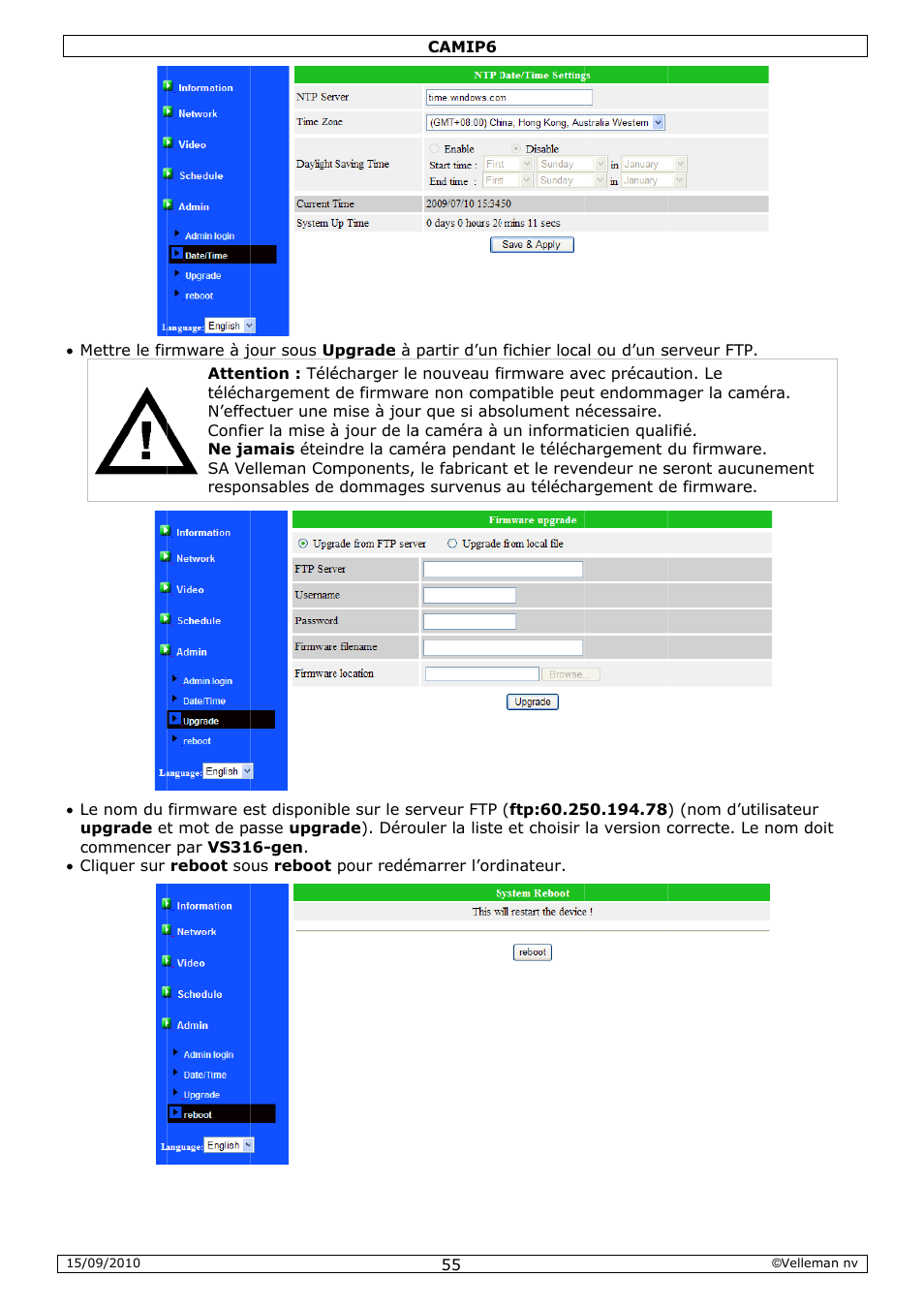 Velleman CAMIP6 User Manual | Page 55 / 115
