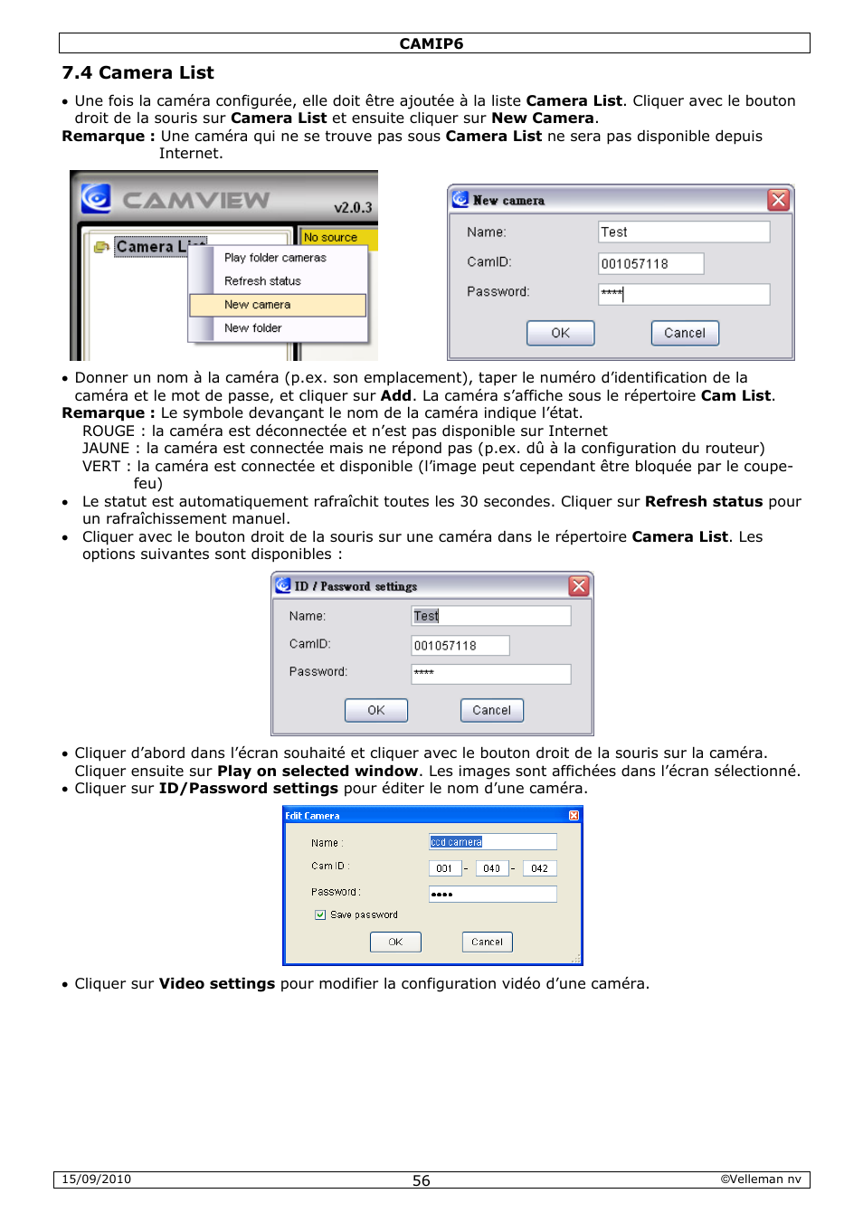 Velleman CAMIP6 User Manual | Page 56 / 115