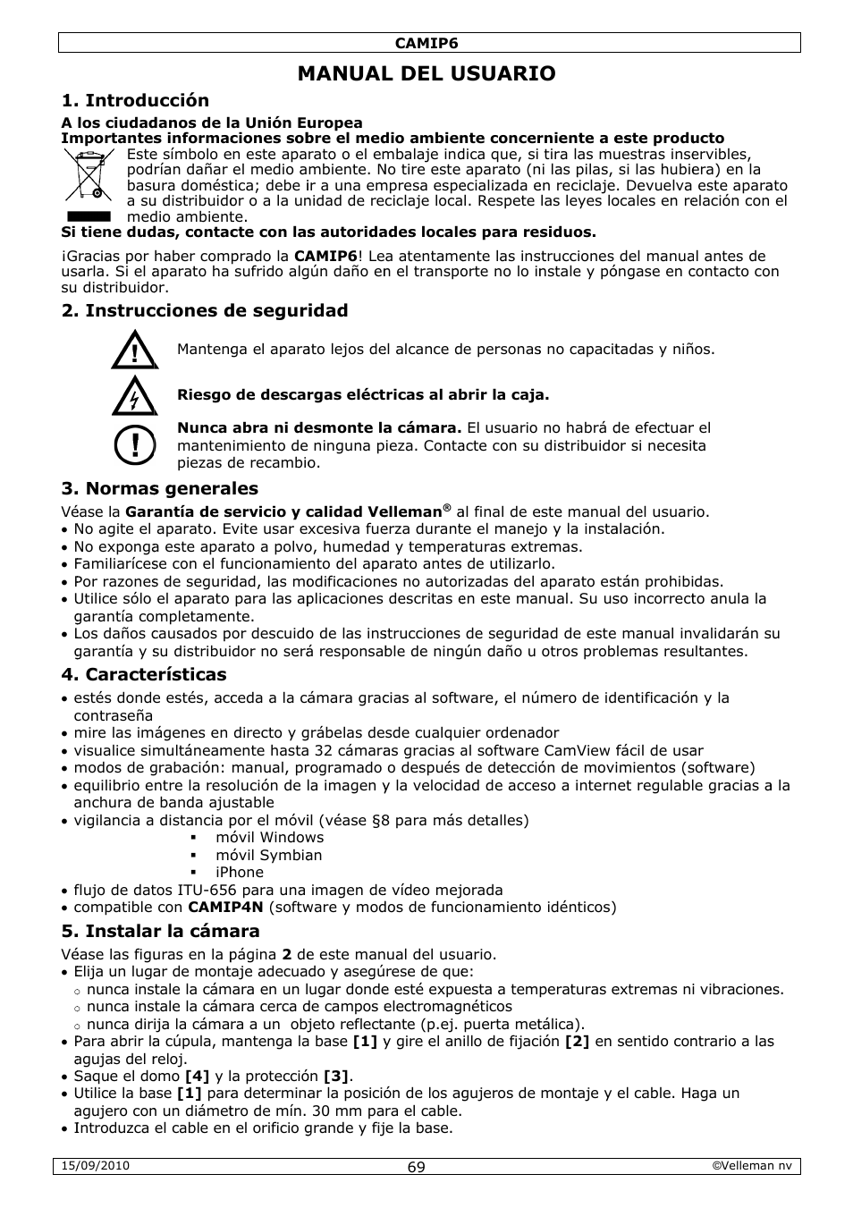 Manual, L del u, Usuari | Velleman CAMIP6 User Manual | Page 69 / 115