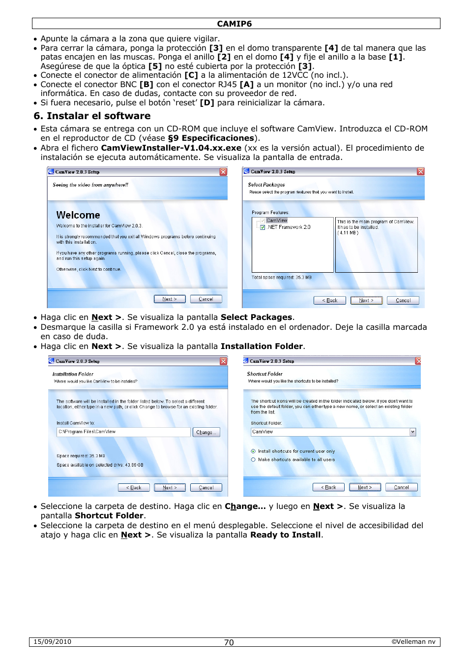 Velleman CAMIP6 User Manual | Page 70 / 115