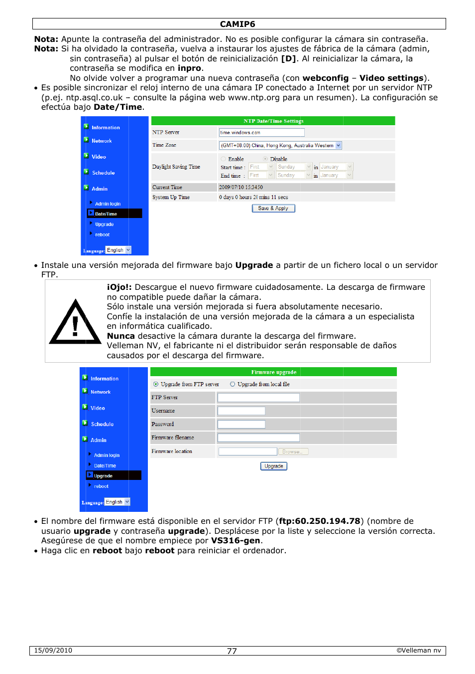 Velleman CAMIP6 User Manual | Page 77 / 115