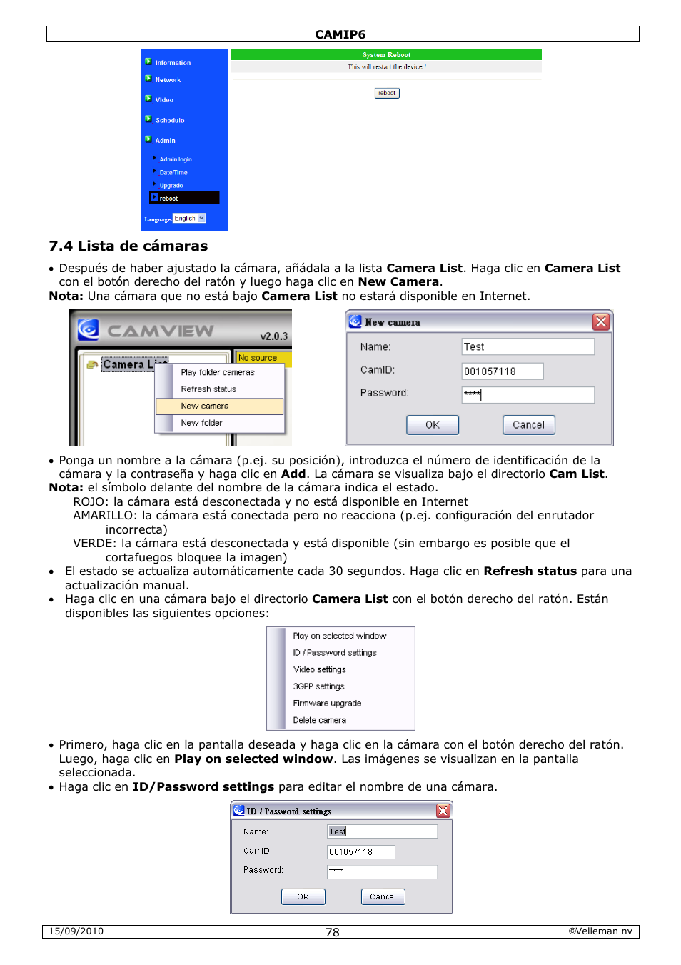 Velleman CAMIP6 User Manual | Page 78 / 115