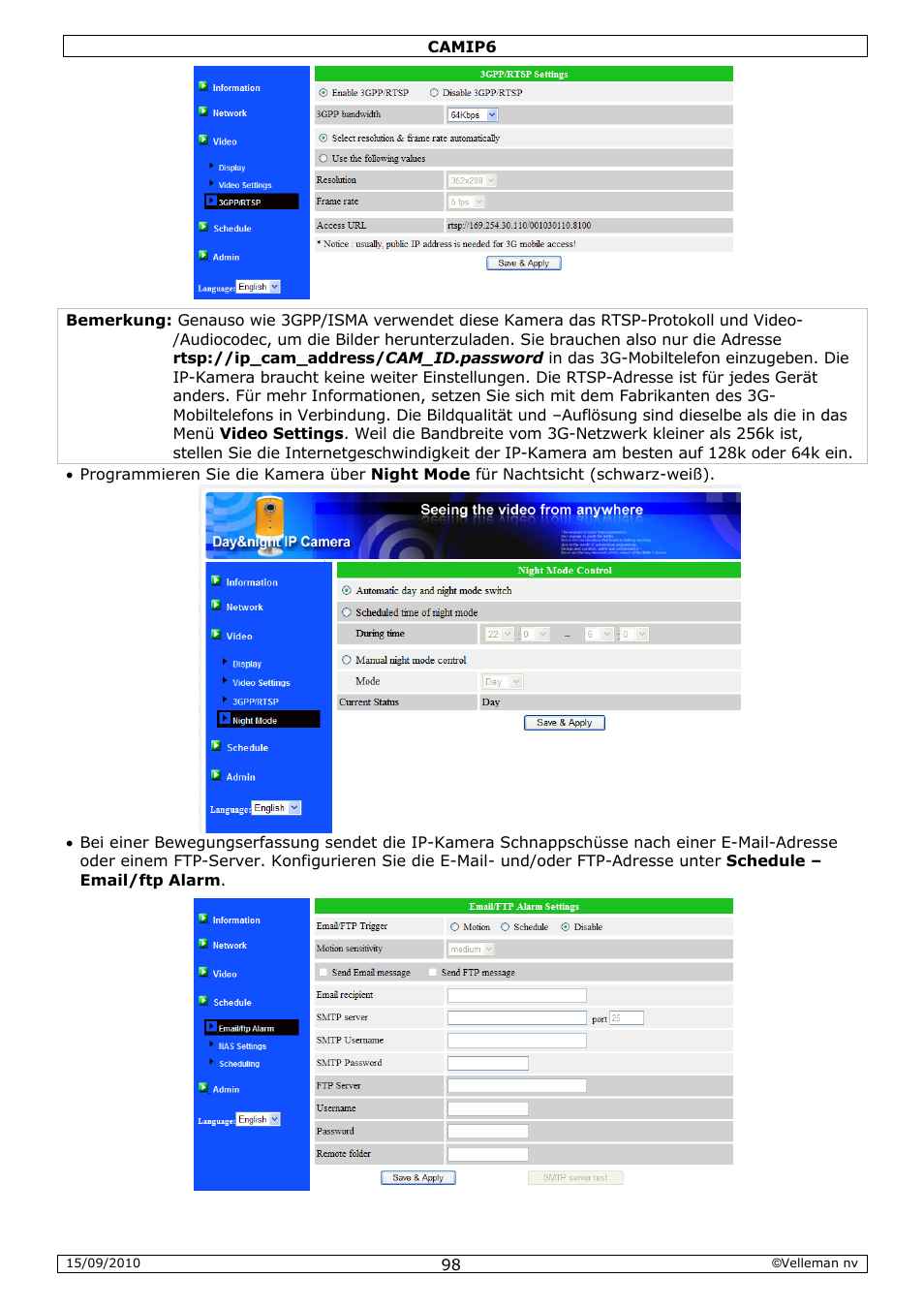 Velleman CAMIP6 User Manual | Page 98 / 115