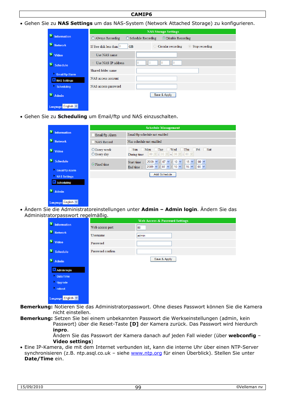 Velleman CAMIP6 User Manual | Page 99 / 115