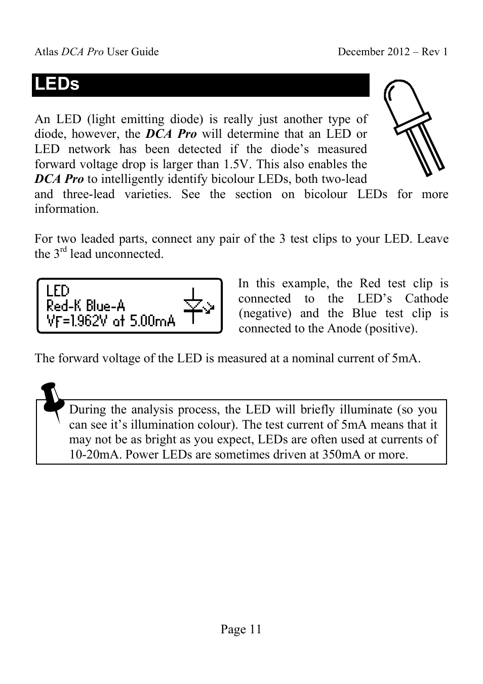 Leds | Velleman DCA75 User Manual | Page 11 / 46